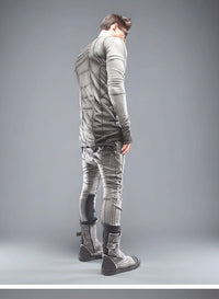 Waste Soil Geometric Layering Deconstruction Asymmetric Dirty Dyed Tie - dyed Slim - fit Cotton Long - sleeved T-shirt Gray Waste Soil Geometric Layering Deconstruction Asymmetric Dirty Dyed Tie - dyed Slim - fit Cotton Long - sleeved T-shirt - shop_name