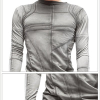 Waste Soil Geometric Layering Deconstruction Asymmetric Dirty Dyed Tie - dyed Slim - fit Cotton Long - sleeved T-shirt Gray Waste Soil Geometric Layering Deconstruction Asymmetric Dirty Dyed Tie - dyed Slim - fit Cotton Long - sleeved T-shirt - shop_name