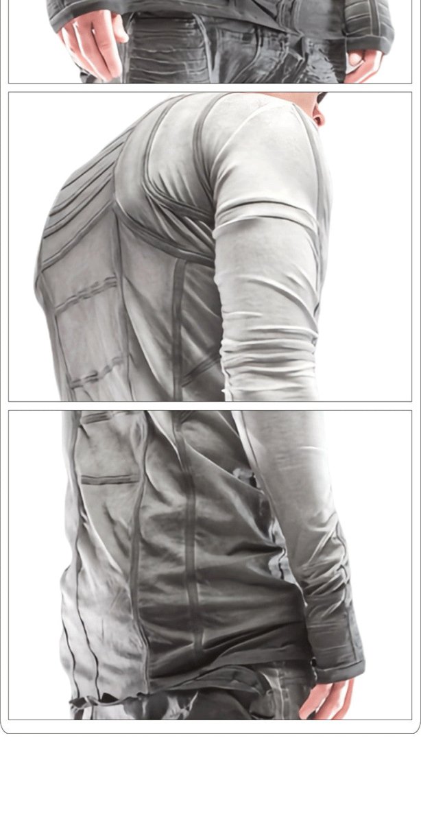 Waste Soil Geometric Layering Deconstruction Asymmetric Dirty Dyed Tie - dyed Slim - fit Cotton Long - sleeved T-shirt Gray Waste Soil Geometric Layering Deconstruction Asymmetric Dirty Dyed Tie - dyed Slim - fit Cotton Long - sleeved T-shirt - shop_name