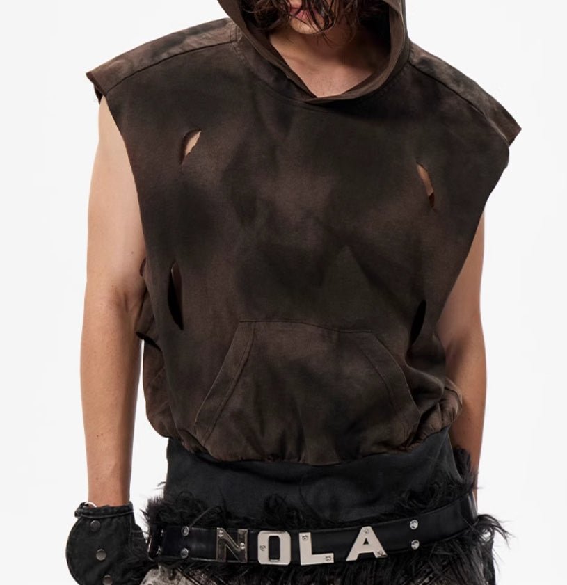 Waste Soil Wind Short Hood Vest Khaki Waste Soil Wind Short Hood Vest - shop_name