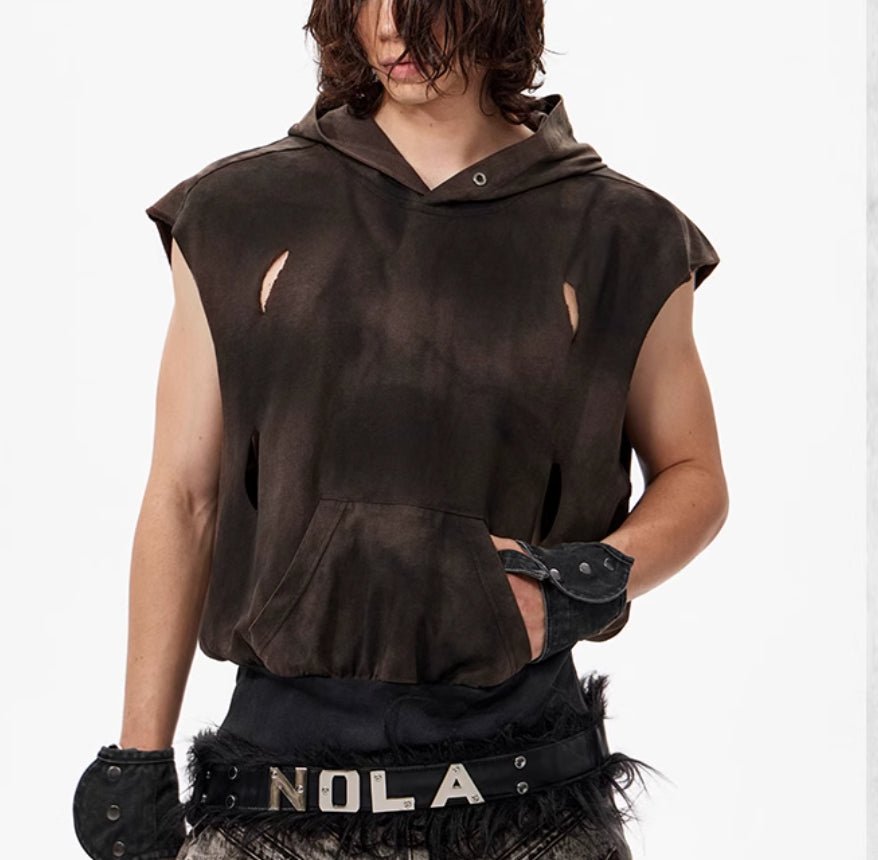 Waste Soil Wind Short Hood Vest Khaki Waste Soil Wind Short Hood Vest - shop_name