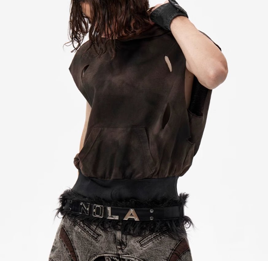 Waste Soil Wind Short Hood Vest Khaki Waste Soil Wind Short Hood Vest - shop_name