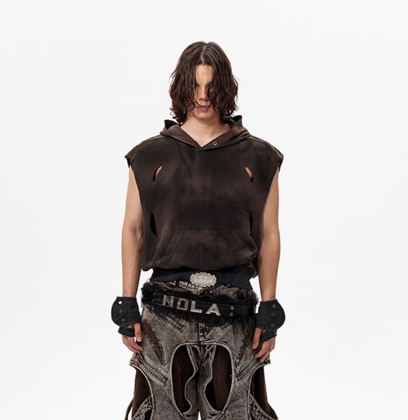 Waste Soil Wind Short Hood Vest Khaki Waste Soil Wind Short Hood Vest - shop_name