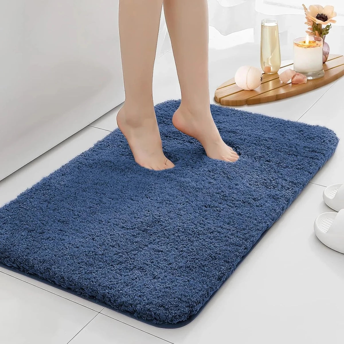 Water absorbtion anti slip bathroom mat thickened bathroom carpet long hair carpet machine washable durable toilet mat Blue Water absorbtion anti slip bathroom mat thickened bathroom carpet long hair carpet machine washable durable toilet mat - shop_name