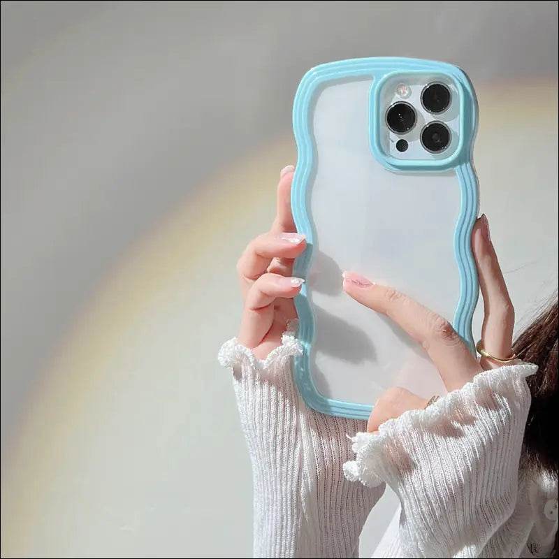 Wave Border Mobile Phone Case Solid Color Simple Candy Color - Update Avenue 