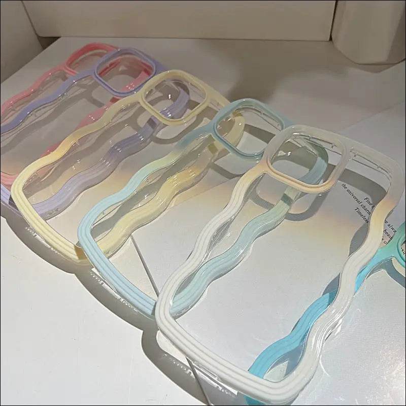 Wave Border Mobile Phone Case Solid Color Simple Candy Color - Update Avenue 