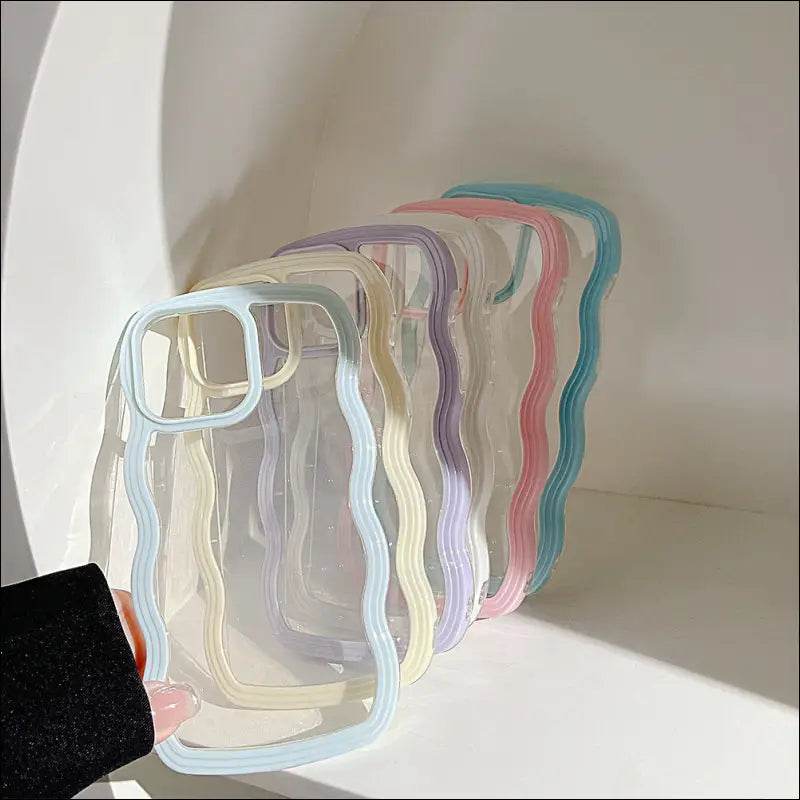 Wave Border Mobile Phone Case Solid Color Simple Candy Color - Update Avenue 