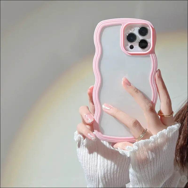 Wave Border Mobile Phone Case Solid Color Simple Candy Color - Update Avenue 