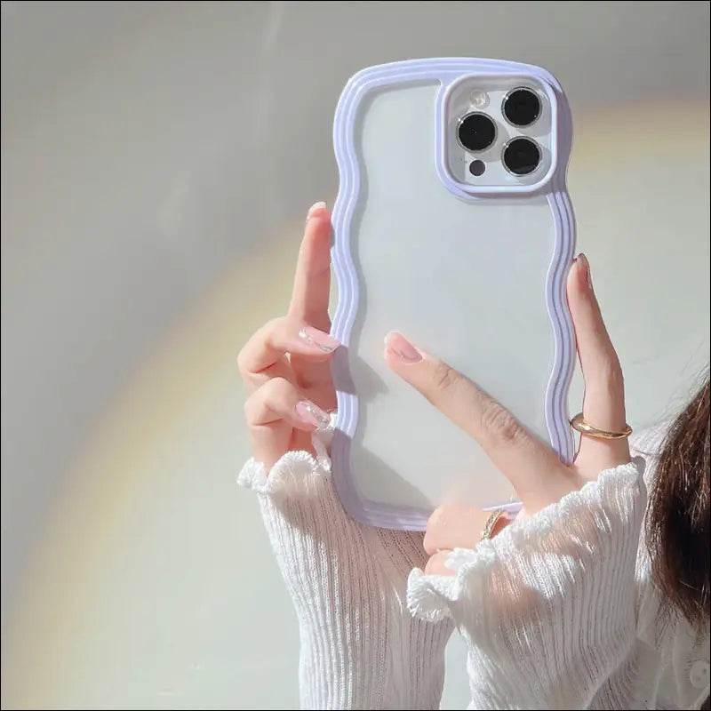 Wave Border Mobile Phone Case Solid Color Simple Candy Color - Update Avenue 