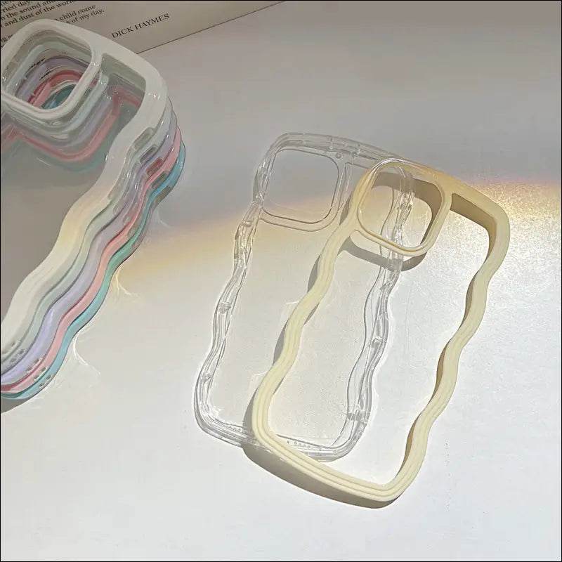 Wave Border Mobile Phone Case Solid Color Simple Candy Color - Update Avenue 