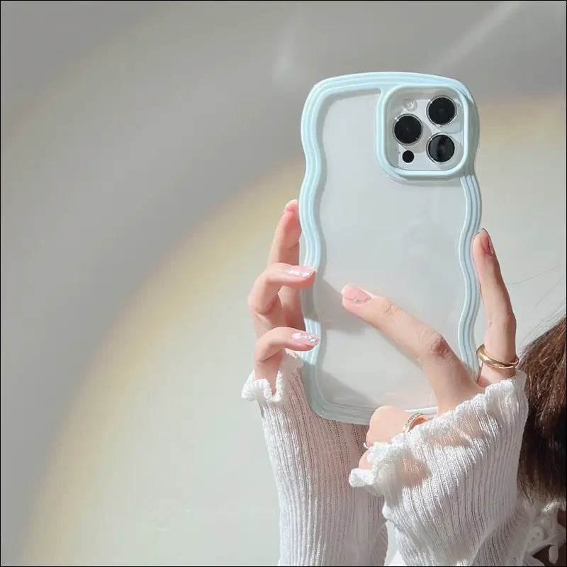 Wave Border Mobile Phone Case Solid Color Simple Candy Color - Update Avenue 