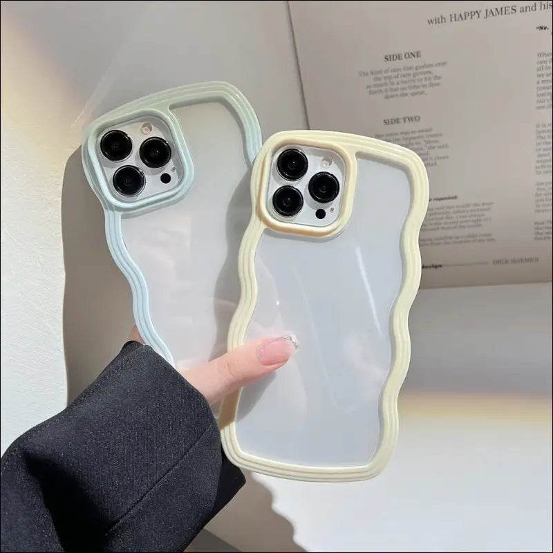 Wave Border Mobile Phone Case Solid Color Simple Candy Color - Update Avenue 