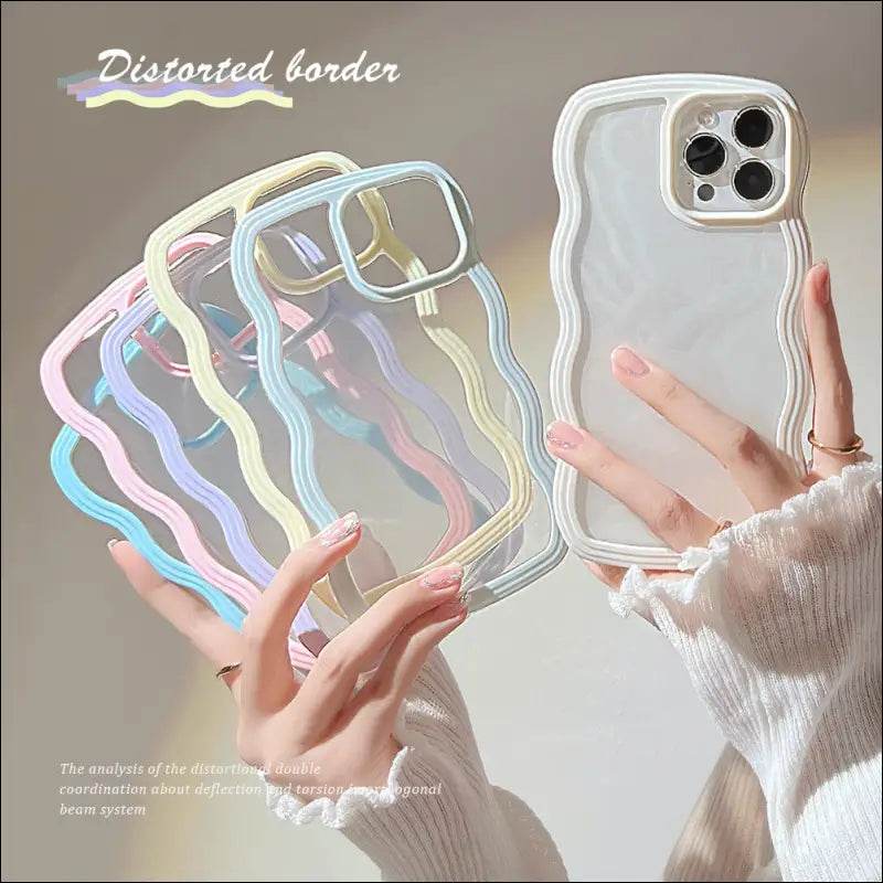 Wave Border Mobile Phone Case Solid Color Simple Candy Color - Update Avenue 