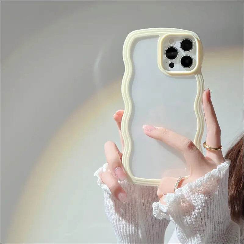 Wave Border Mobile Phone Case Solid Color Simple Candy Color - Update Avenue 
