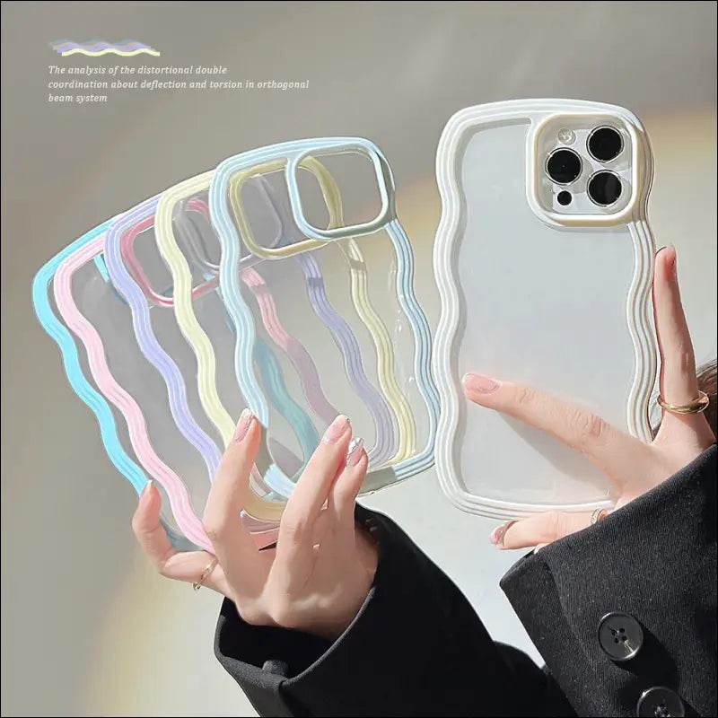 Wave Border Mobile Phone Case Solid Color Simple Candy Color - Update Avenue 