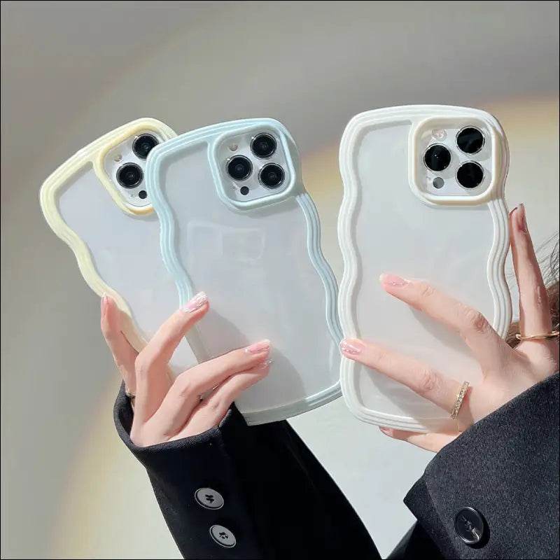 Wave Border Mobile Phone Case Solid Color Simple Candy Color - Update Avenue 