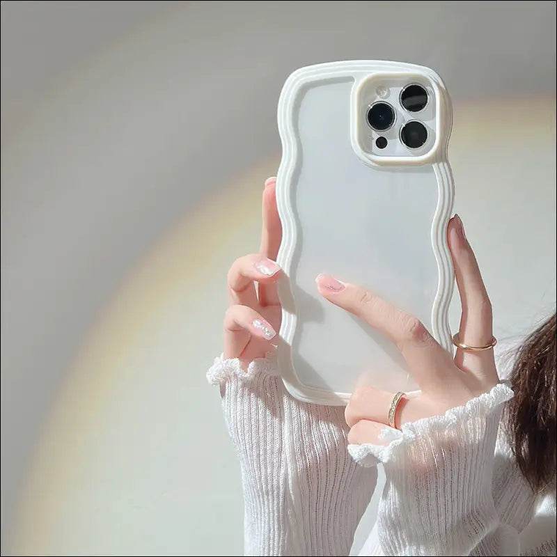 Wave Border Mobile Phone Case Solid Color Simple Candy Color - Update Avenue 