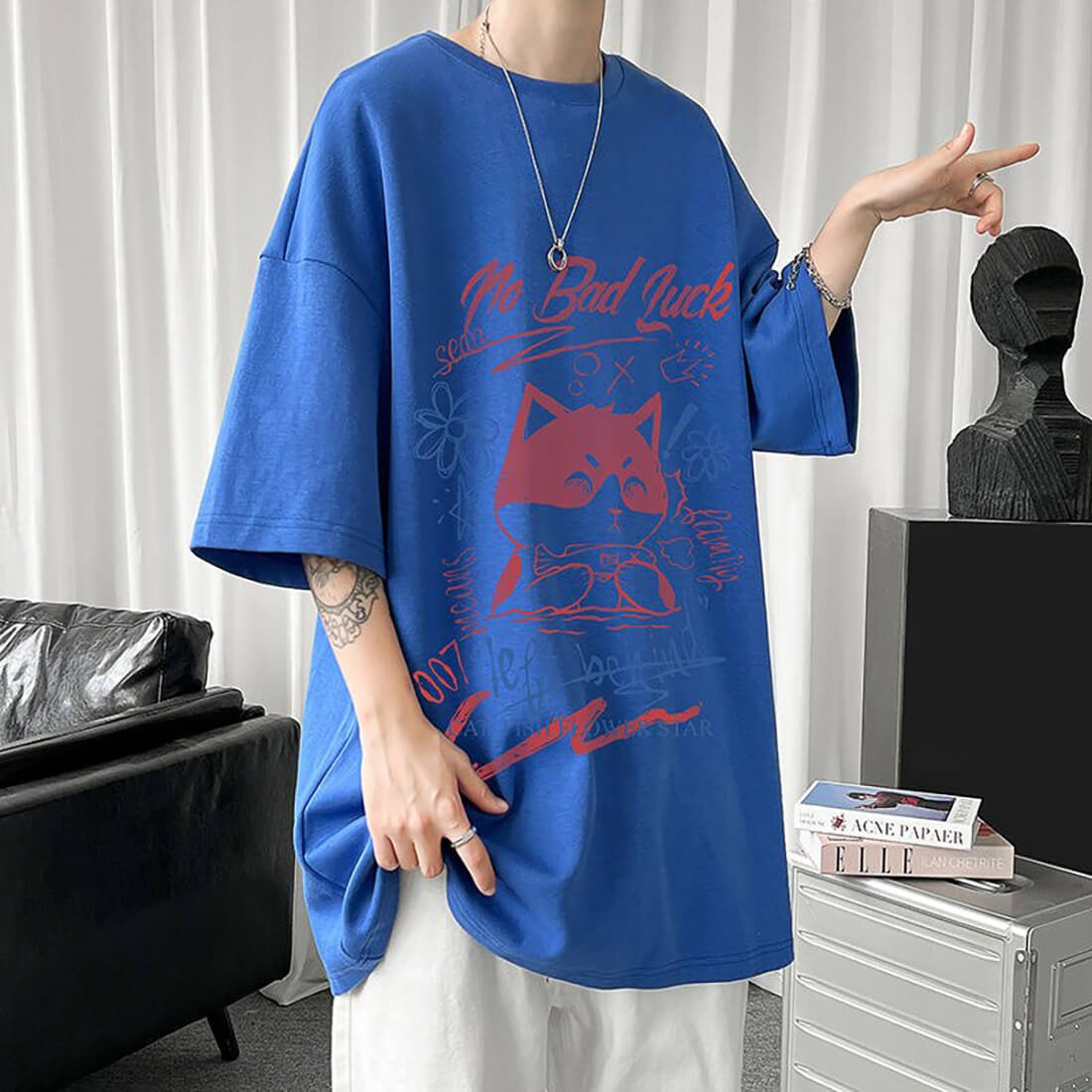 White Half Sleeve Cute Cat T-shirt Top Black White Half Sleeve Cute Cat T-shirt Top - shop_name