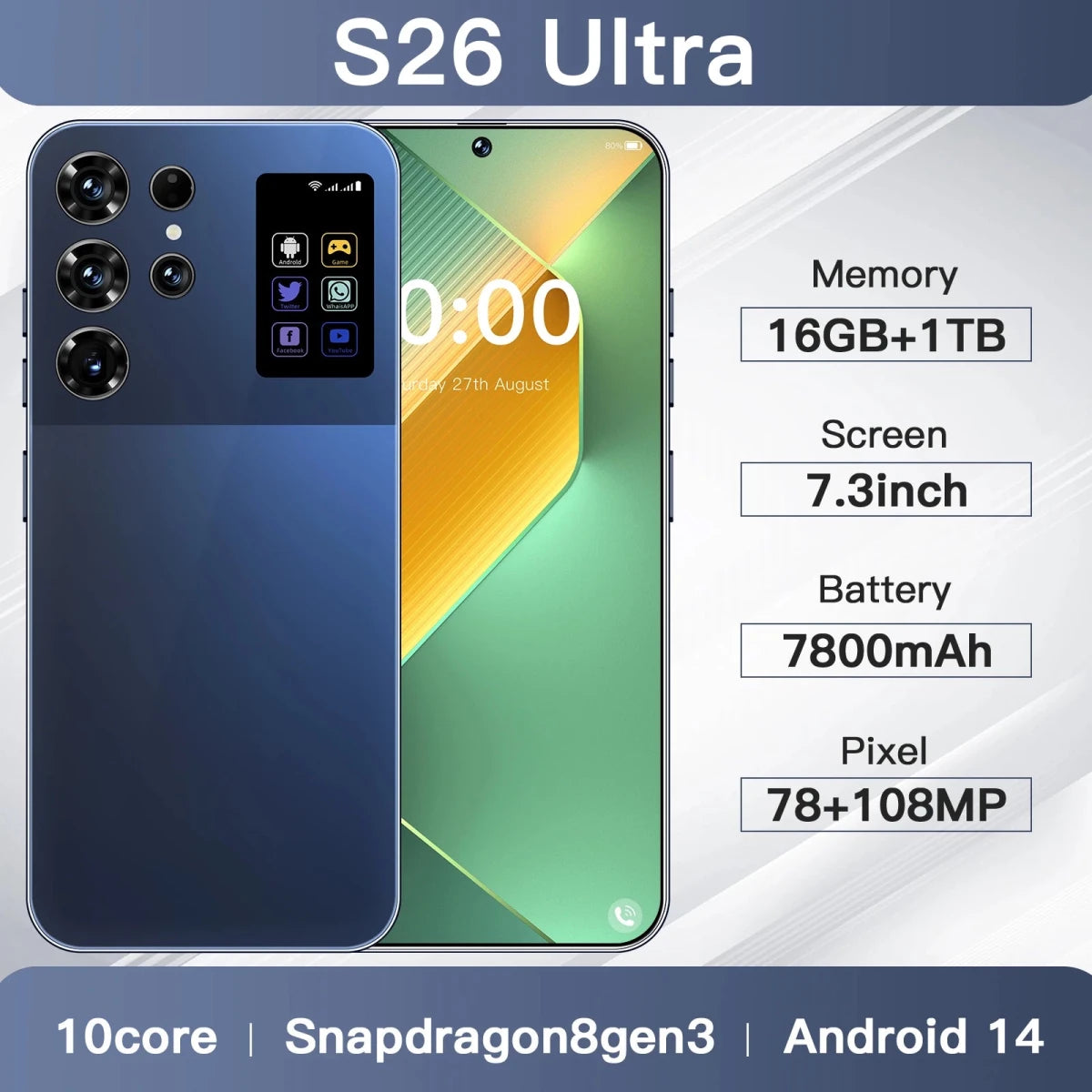 Wholesale S26 Ultra 16GB+1TB Android SmartPhone 5G Dual SIM Dual Standby Unlocked Mobile Phone S26 ultra Smart Phone Orange Wholesale S26 Ultra 16GB+1TB Android SmartPhone 5G Dual SIM Dual Standby Unlocked Mobile Phone S26 ultra Smart Phone - shop_name