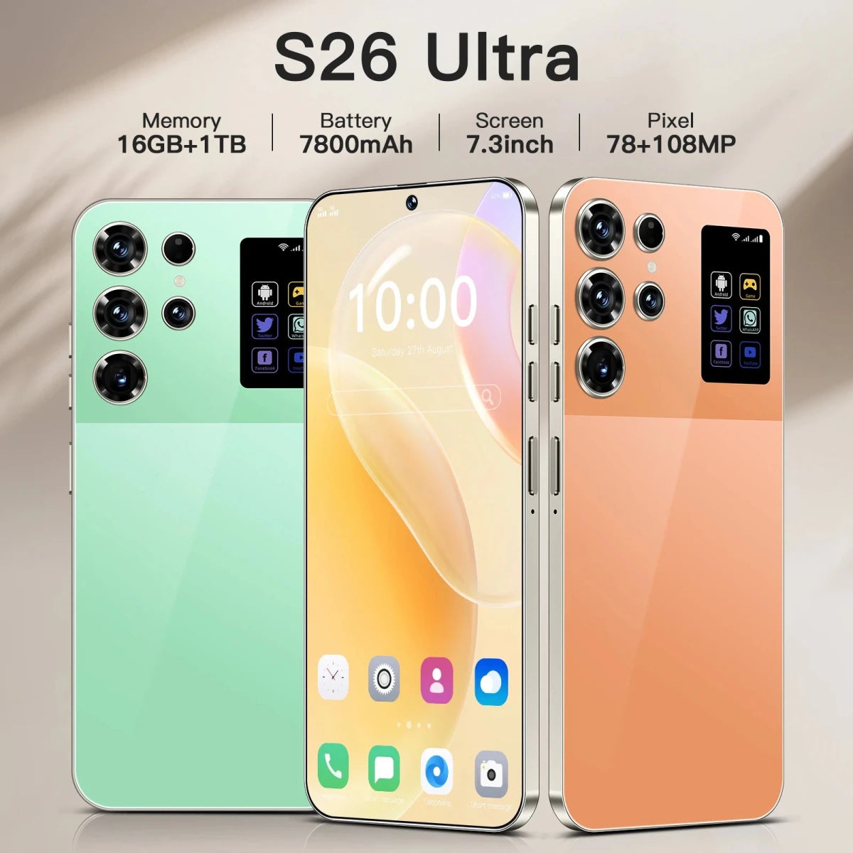 Wholesale S26 Ultra 16GB+1TB Android SmartPhone 5G Dual SIM Dual Standby Unlocked Mobile Phone S26 ultra Smart Phone Orange Wholesale S26 Ultra 16GB+1TB Android SmartPhone 5G Dual SIM Dual Standby Unlocked Mobile Phone S26 ultra Smart Phone - shop_name