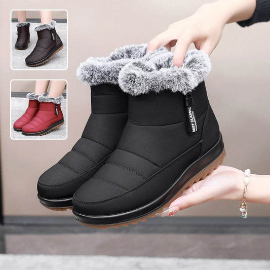Winter Snow Boot With Side Zipper Fashion Warm Plush Ankle Boots Women's Fleece Short Shoes - Update Avenue 
