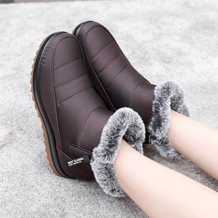 Winter Snow Boot With Side Zipper Fashion Warm Plush Ankle Boots Women's Fleece Short Shoes - Update Avenue 