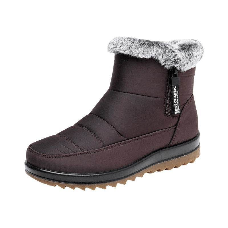 Winter Snow Boot With Side Zipper Fashion Warm Plush Ankle Boots Women's Fleece Short Shoes - Update Avenue 