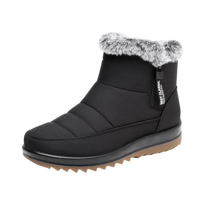 Winter Snow Boot With Side Zipper Fashion Warm Plush Ankle Boots Women's Fleece Short Shoes - Update Avenue 