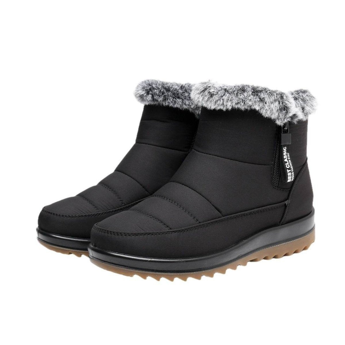 Winter Snow Boot With Side Zipper Fashion Warm Plush Ankle Boots Women's Fleece Short Shoes - Update Avenue 