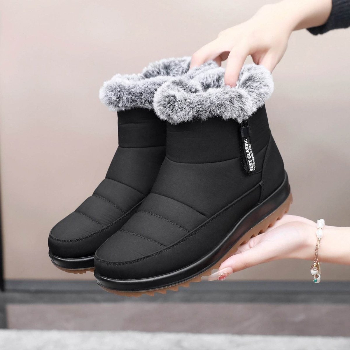 Winter Snow Boot With Side Zipper Fashion Warm Plush Ankle Boots Women's Fleece Short Shoes - Update Avenue 