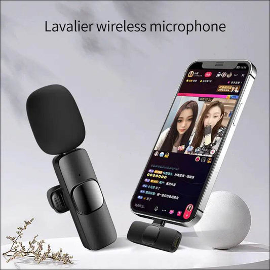 Wireless Lavalier Microphone Portable Audio Video Recording Mini Mic For I Phone Android Long Battery Life Live Broadcast Gaming - Update Avenue 