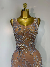 Women Lxury Diamonds Mesh See Through Long Dress Celebrity Elegant Evening Party Fancy Club Dress Singer Performance Costume Khaki Women Lxury Diamonds Mesh See Through Long Dress Celebrity Elegant Evening Party Fancy Club Dress Singer Performance Costume - shop_name