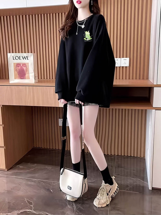 Women'S Oversized Crew Neck Sweatshirt, Cotton Blend Knit Fabric, Geometric Pattern, Long Sleeve Pullover for Fall/Winter - Update Avenue 