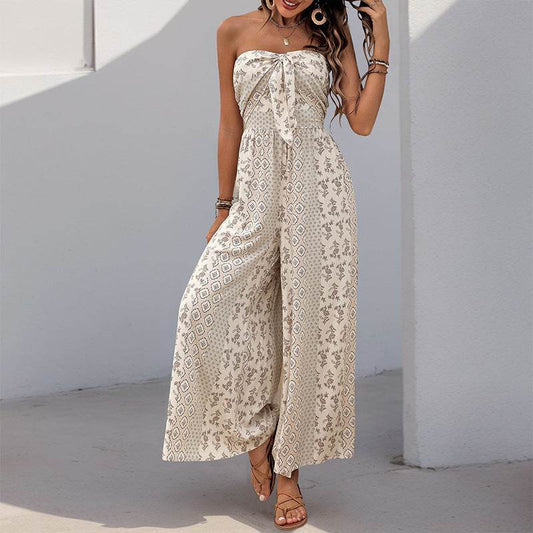 Women's Sleeveless Tube Top Printed Jumpsuit - Update Avenue 