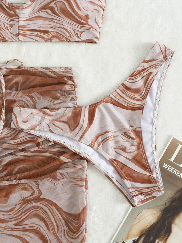 Women's Three-piece Smudge Bikini Lace-up Set - Update Avenue 
