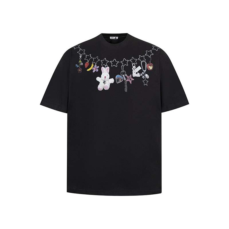 XINGX Necklace Decorative Printed Short - sleeved T-shirt Loose Casual Couple's Tops Black XINGX Necklace Decorative Printed Short - sleeved T-shirt Loose Casual Couple's Tops - shop_name