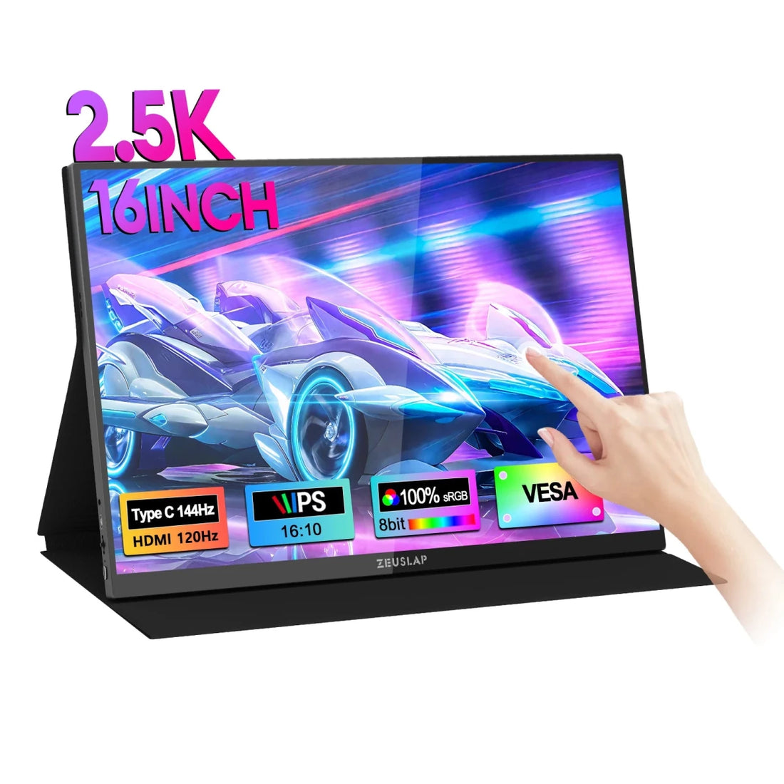 ZEUSLAP 16" 2.5K 144hz Touch Screen Portable Monitor 2560*1600 100%sRGB 500Cd/m² Travel Display for Laptop Computer black ZEUSLAP 16" 2.5K 144hz Touch Screen Portable Monitor 2560*1600 100%sRGB 500Cd/m² Travel Display for Laptop Computer - shop_name