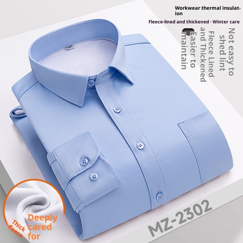 Winter Professional Shirt Men's Workwear Warm Fleece-lined