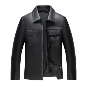 Turn-down Collar Leather Jacket For Spring And Autumn Business