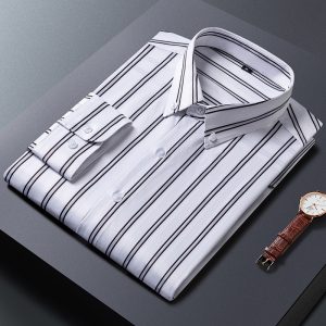 Business Casual Slim-fitting Striped Printed Shirt Men