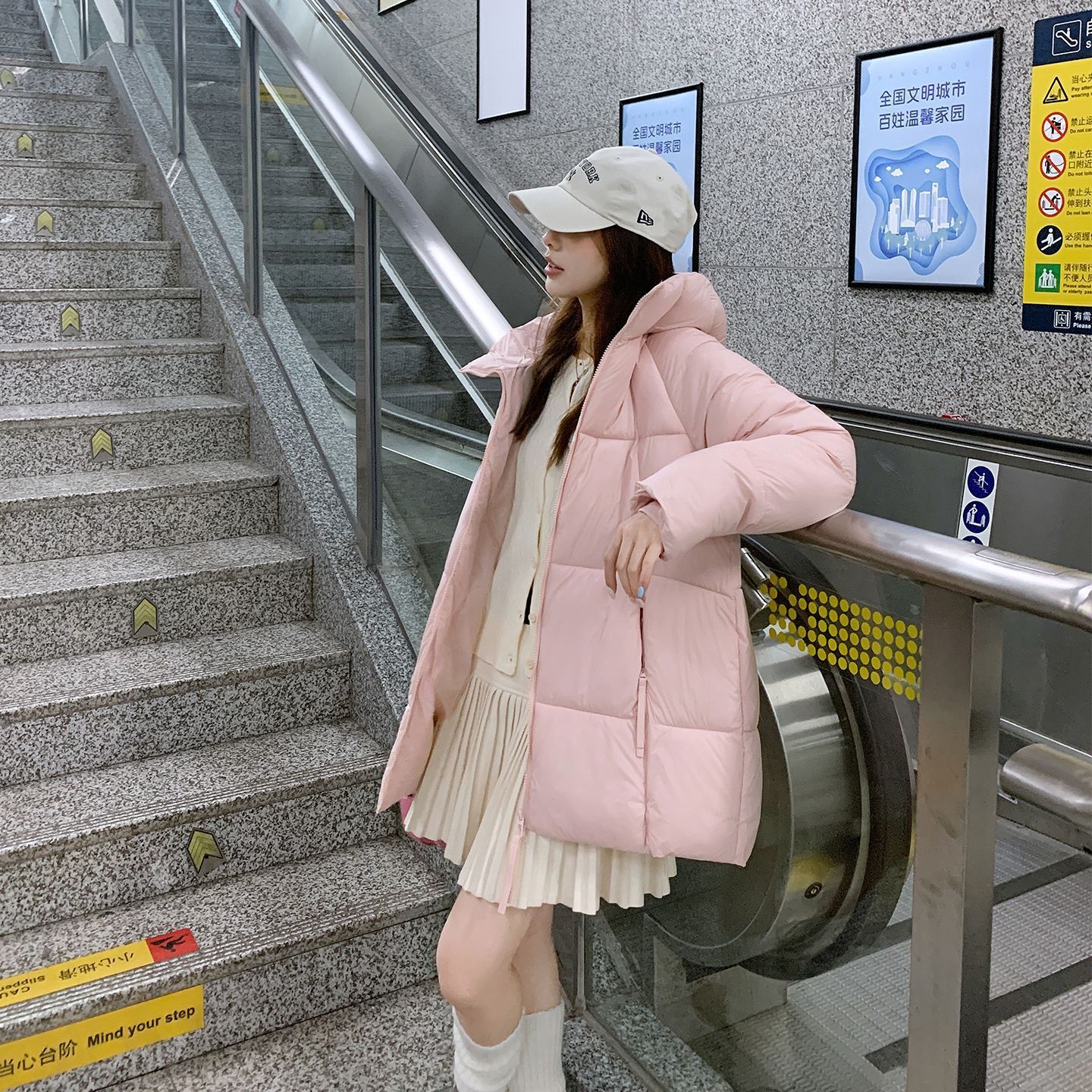 Winter New Loose Mid-length Down Thickened Cotton Coat For Women - Image 10