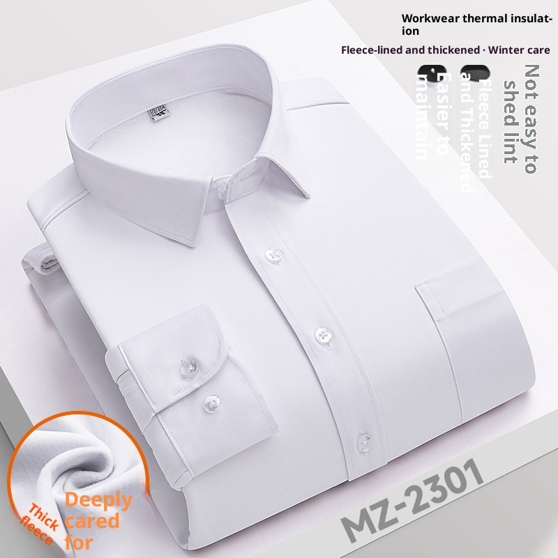 Winter Professional Shirt Men's Workwear Warm Fleece-lined