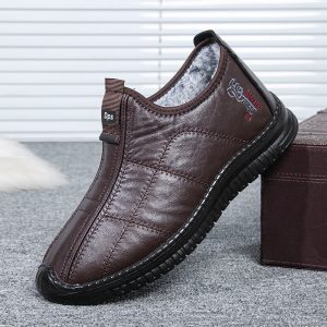 Winter Men's Warm Velvet Padded Thickened Waterproof Non-slip Elderly Cotton Boots