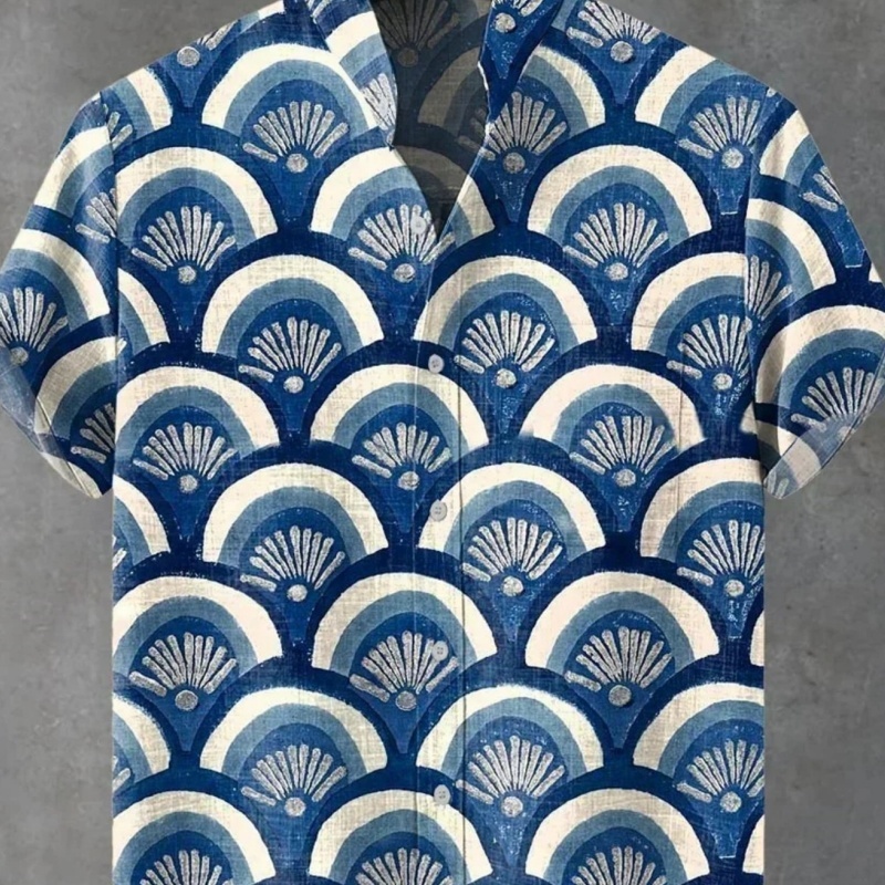 Stand Collar Fashion Trend Casual Cool All-match Short-sleeved Shirt Men