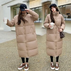 Down Jacket Female Overknee Long Loose Lapel