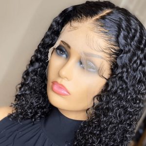 Hand Wound Tube Black Short Curly Hair Chemical Fiber Headgear