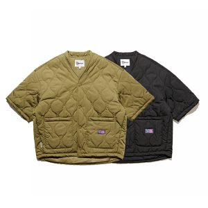 Gourd Quilted Collarless Cotton Retro