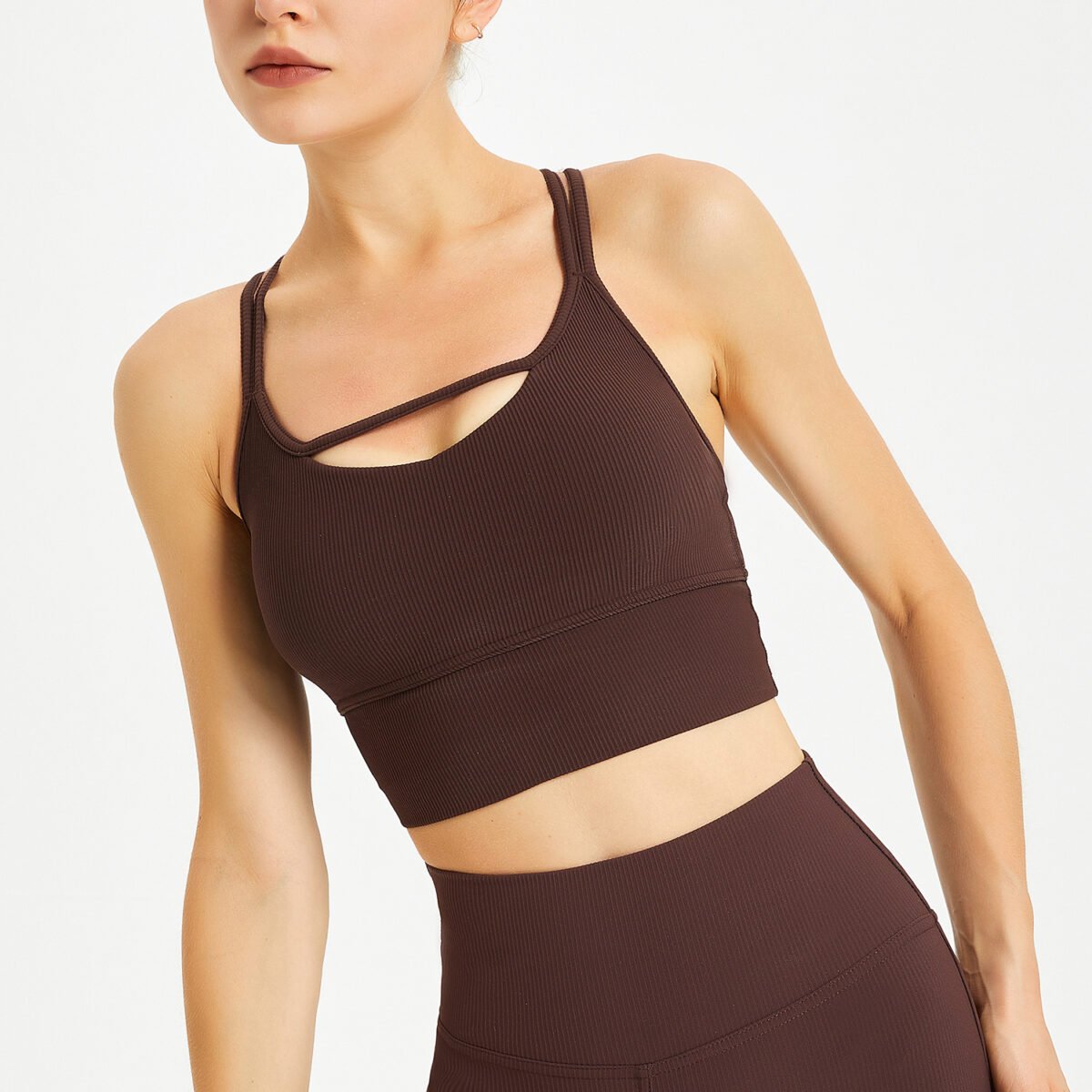 Yoga Vest Wear Spaghetti Strap Sports Underwear Workout Clothes Shockproof Push-up Bra