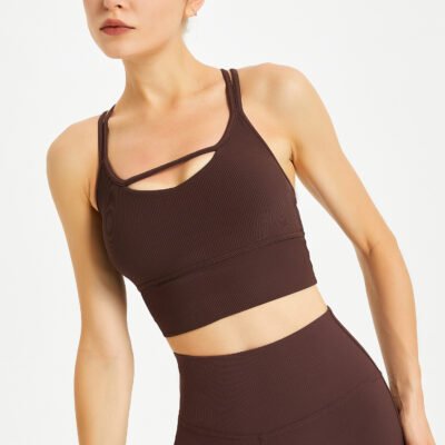 Yoga Vest Wear Spaghetti Strap Sports Underwear Workout Clothes Shockproof Push-up Bra