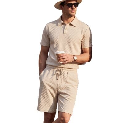 Men's Sporty-Casual Zip-Up Polo Shirt And Pants Set
